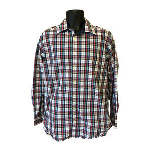 CHARLES TYRWHITT Mens Shirt Size Large Long Sleeve Button Front Plaid Down top